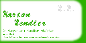 marton mendler business card